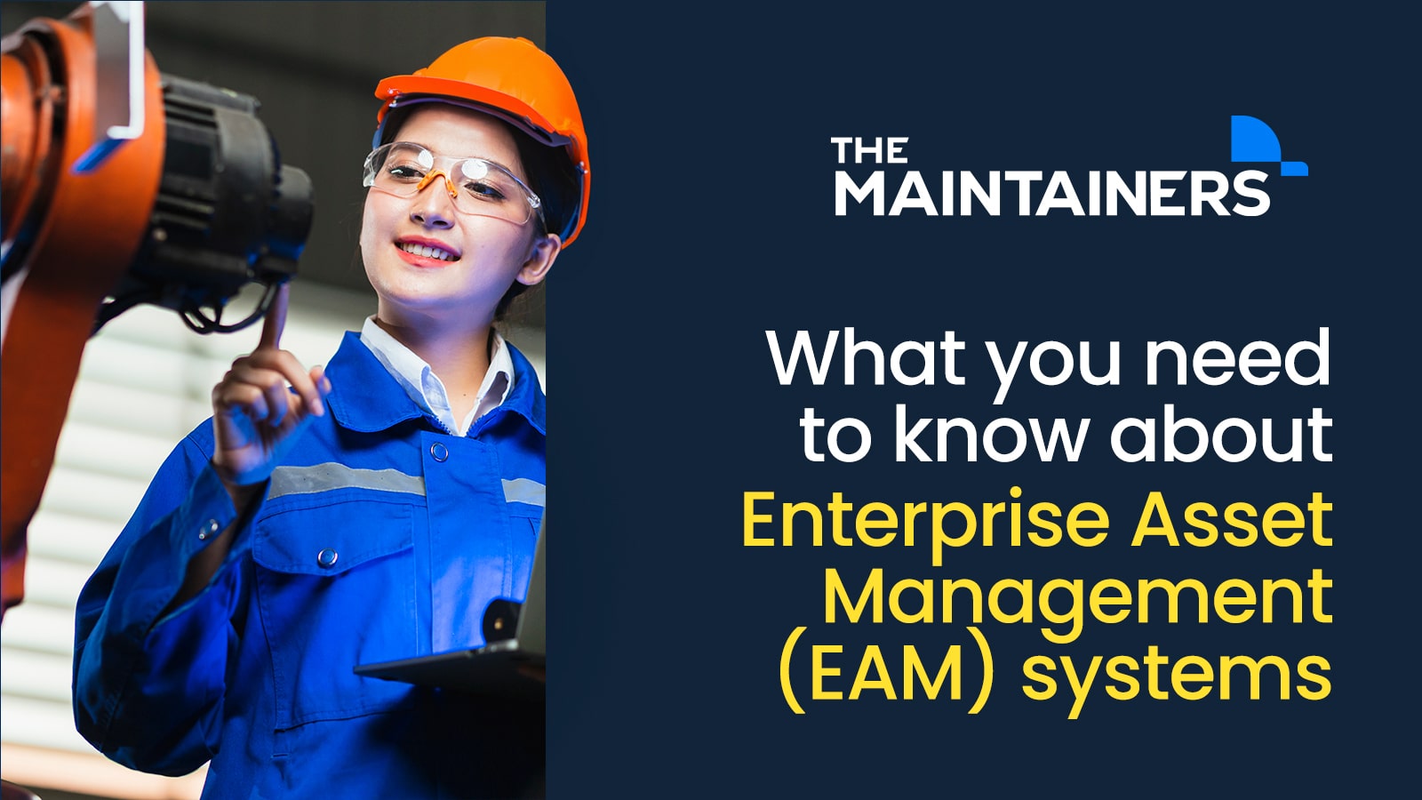 a cover image depicting a woman with the title "what you need to know about enterprise asset management systems"